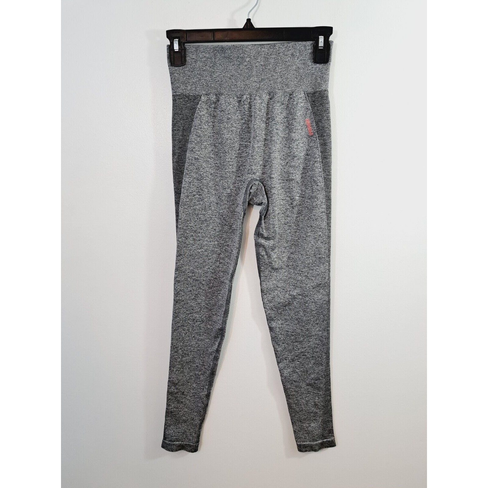 Gymshark Women's Gray Athletic Leggings Spellout Waistband